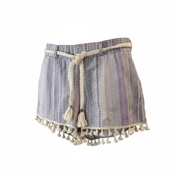 rewash Pants - Boho Tassel Hem Micro Shorts large